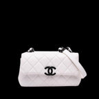 White Leather Chanel Flap Bag