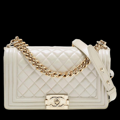 White Leather Chanel Flap Bag