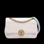 White Leather Chanel Flap Bag