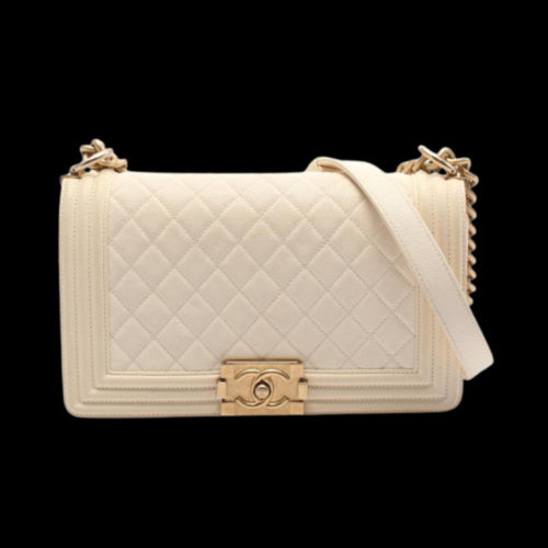 White Leather Chanel Crossbody Bag