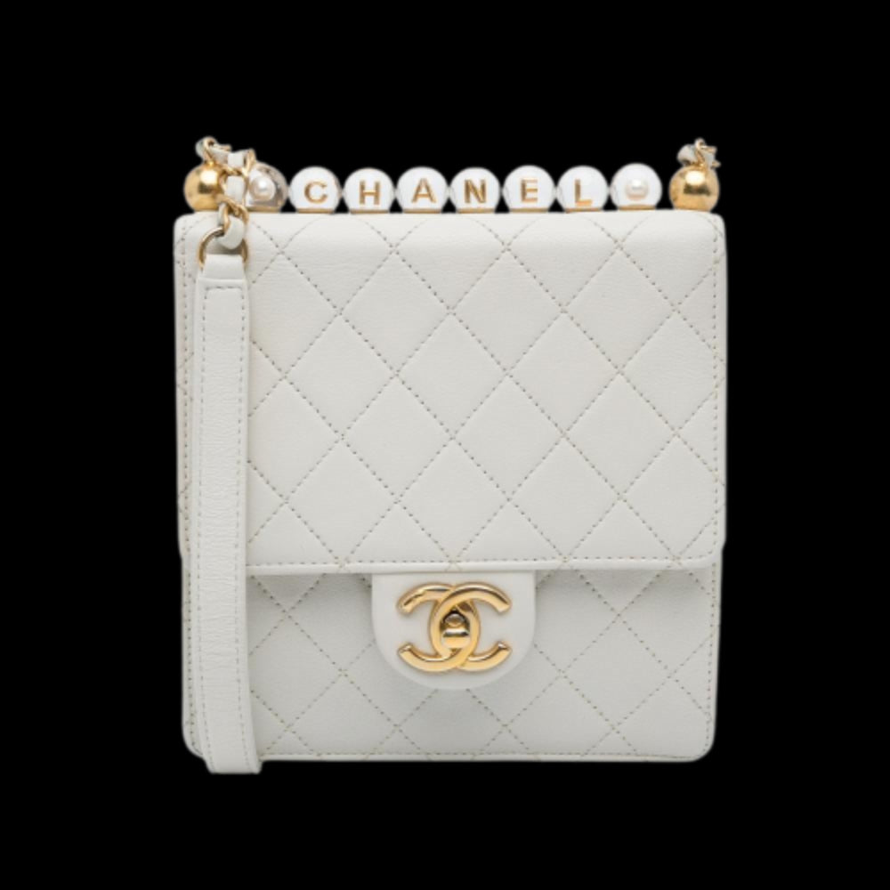 White Leather Chanel Flap Bag