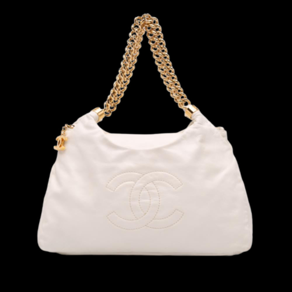 White Leather Chanel Tote