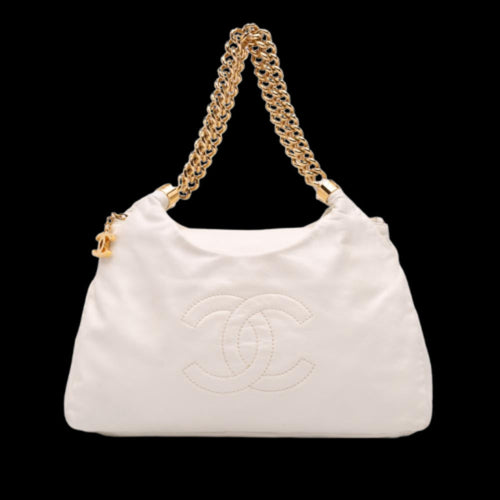 White Leather Chanel Tote
