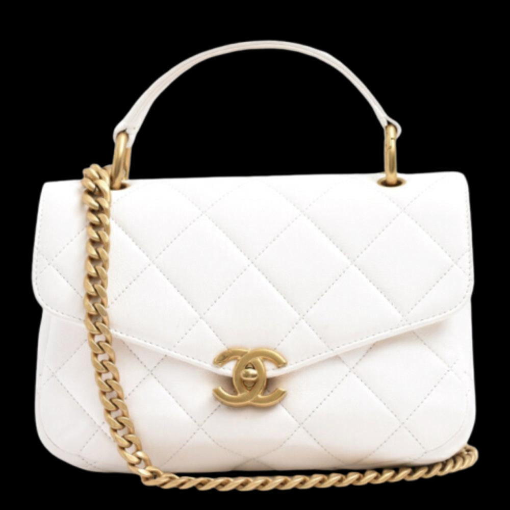 White Leather Chanel Shoulder Bag