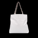 White Leather Chanel Tote