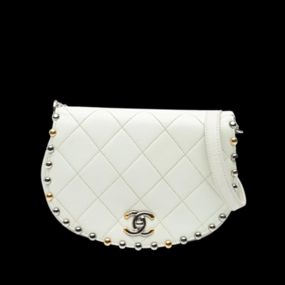 White Leather Chanel Flap Bag