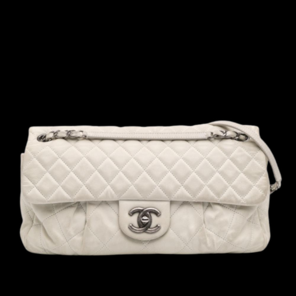 White Leather Chanel Flap Bag