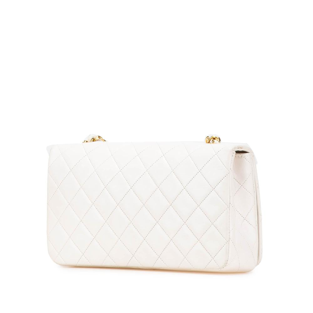 White Leather Chanel Flap Bag