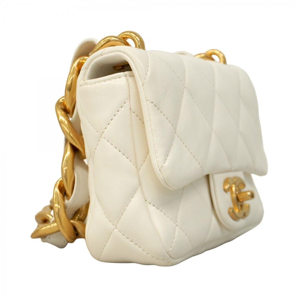 White Leather Chanel Shoulder Bag