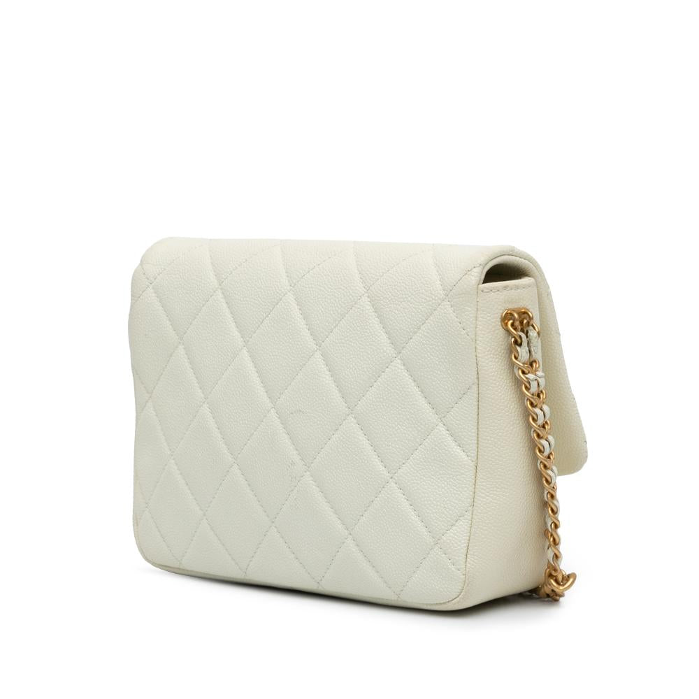 White Leather Chanel Flap Bag
