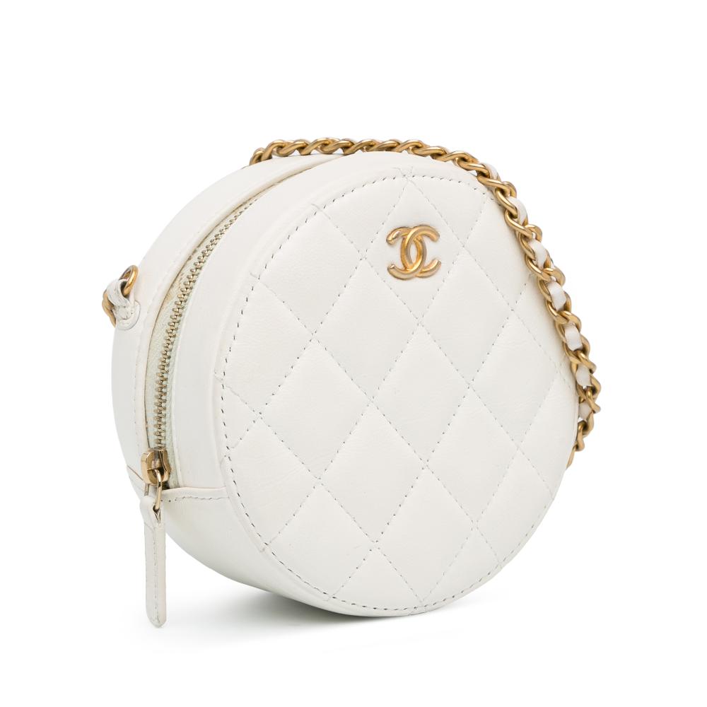 White Leather Chanel Crossbody Bag
