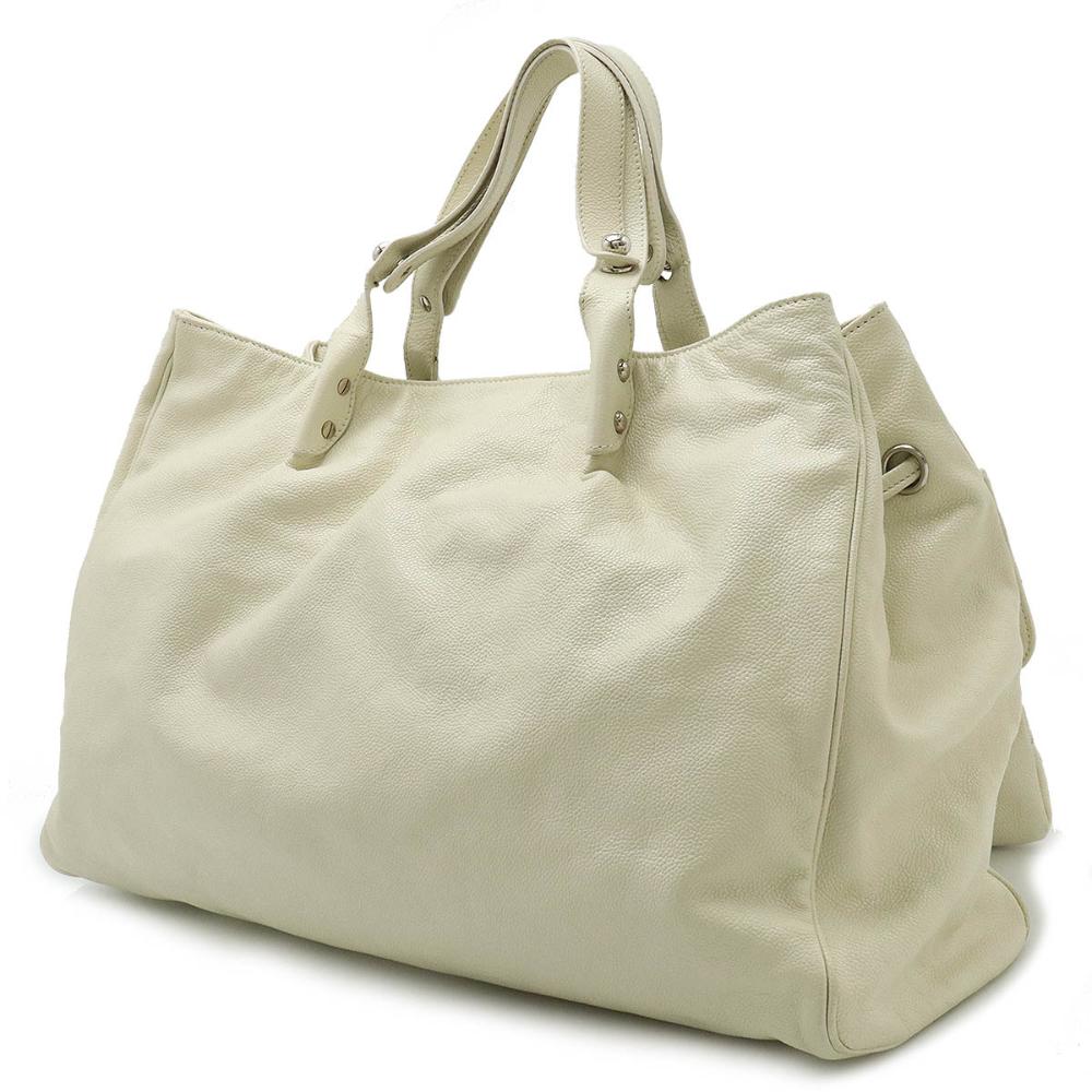 White Leather Chanel Tote