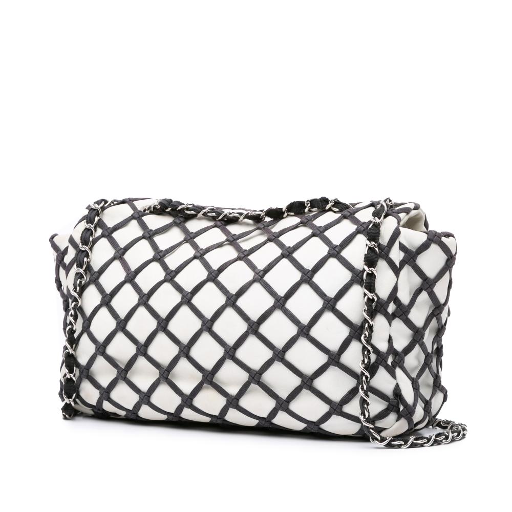 White Leather Chanel Flap Bag