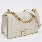 White Leather Chanel Flap Bag