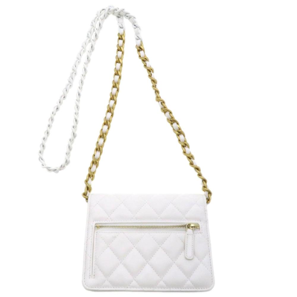 White Leather Chanel Wallet On Chain
