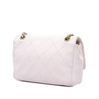 White Leather Chanel Flap Bag