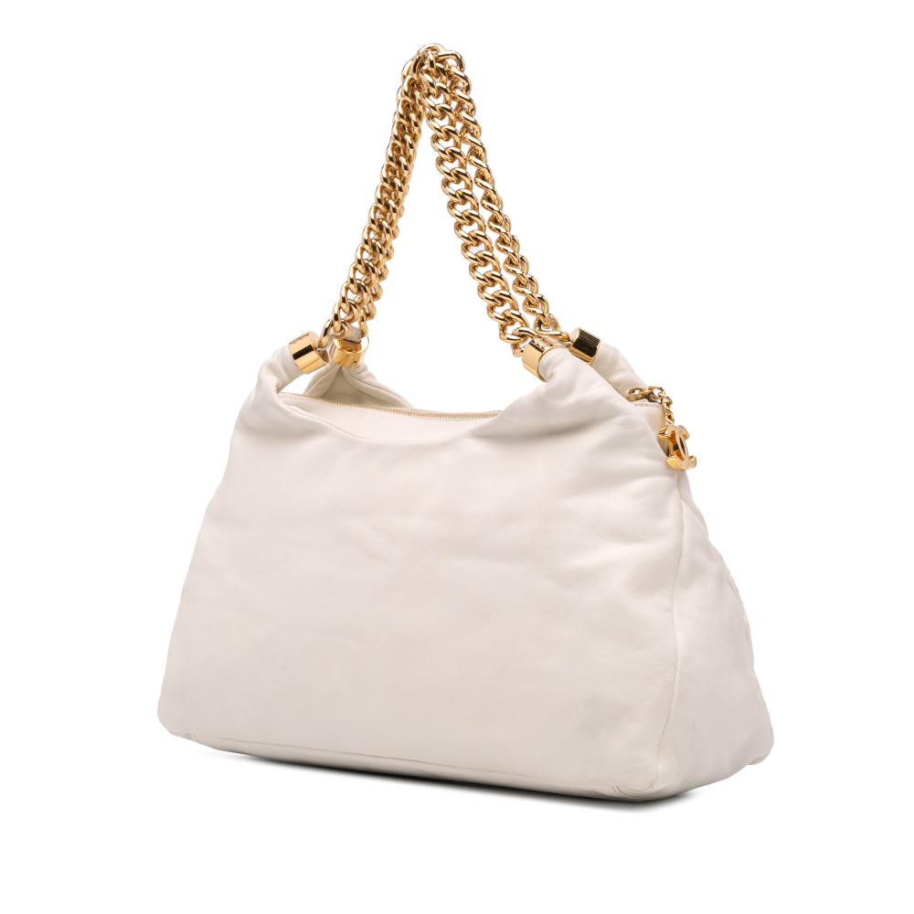 White Leather Chanel Tote