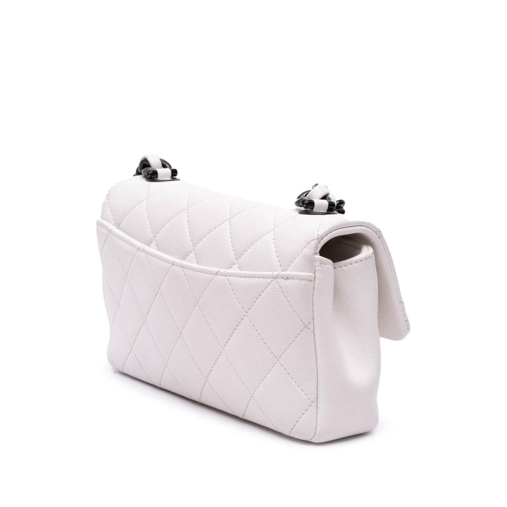 White Leather Chanel Flap Bag