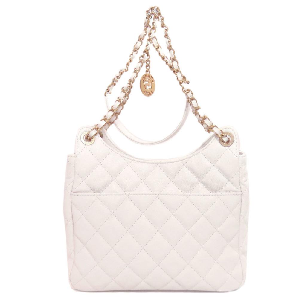 White Leather Chanel Shoulder Bag