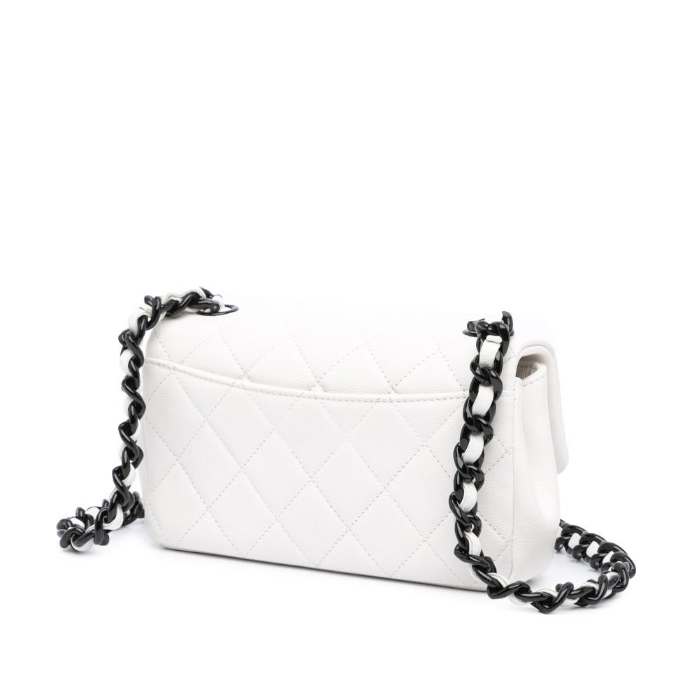 White Leather Chanel Flap Bag