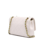 White Leather Chanel Flap Bag