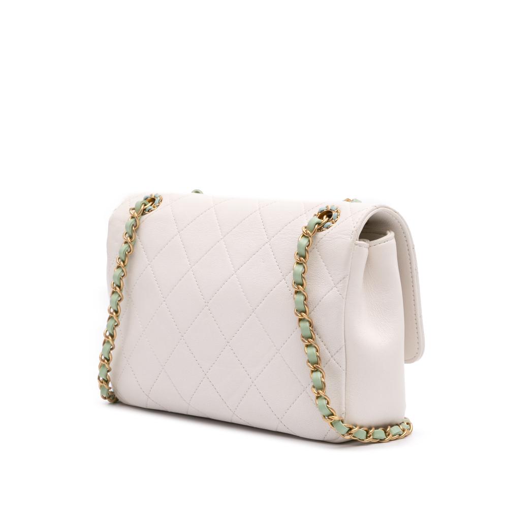 White Leather Chanel Flap Bag