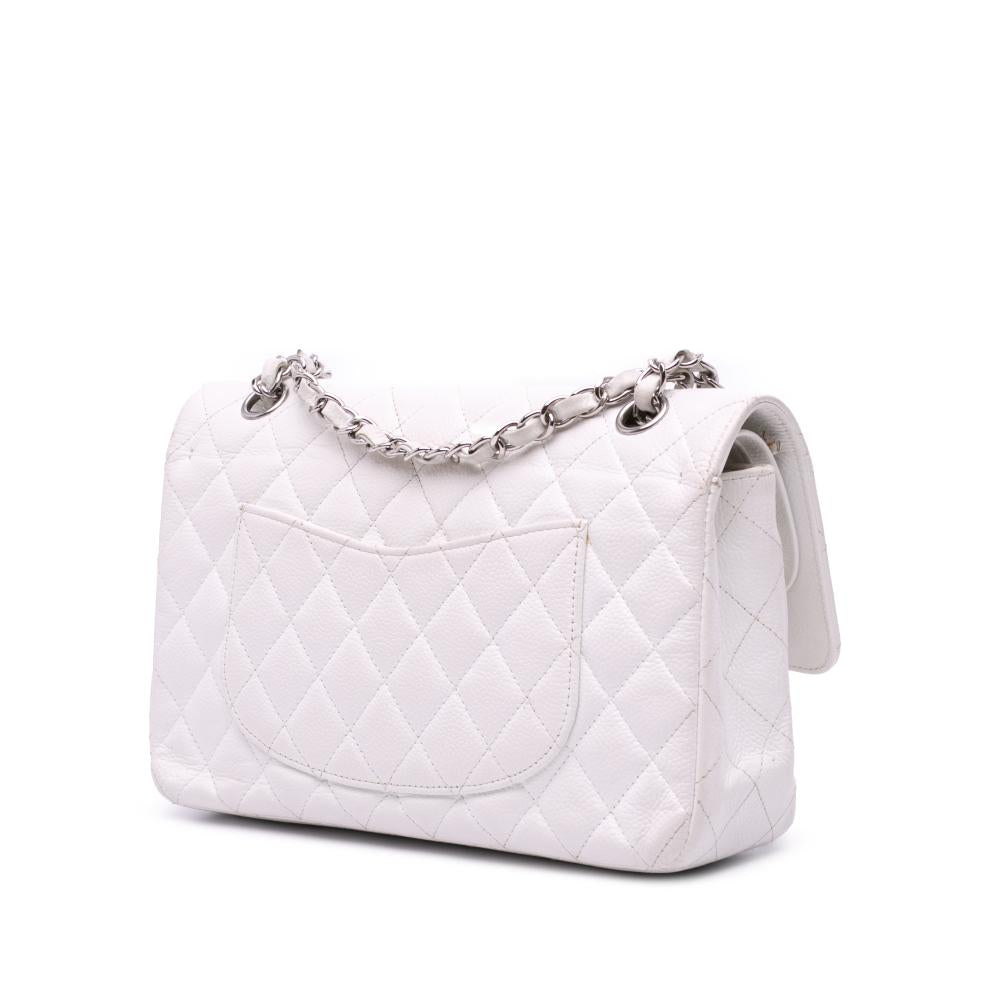 White Leather Chanel Flap Bag