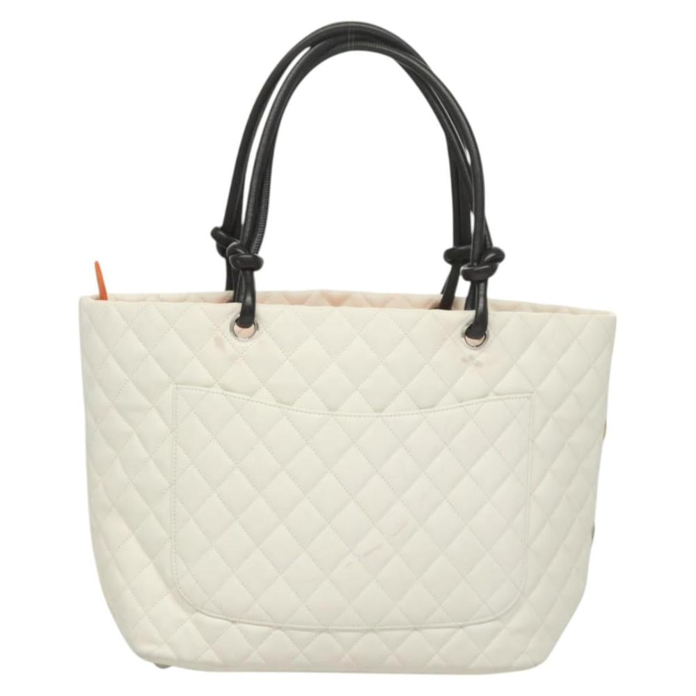 White Leather Chanel Tote
