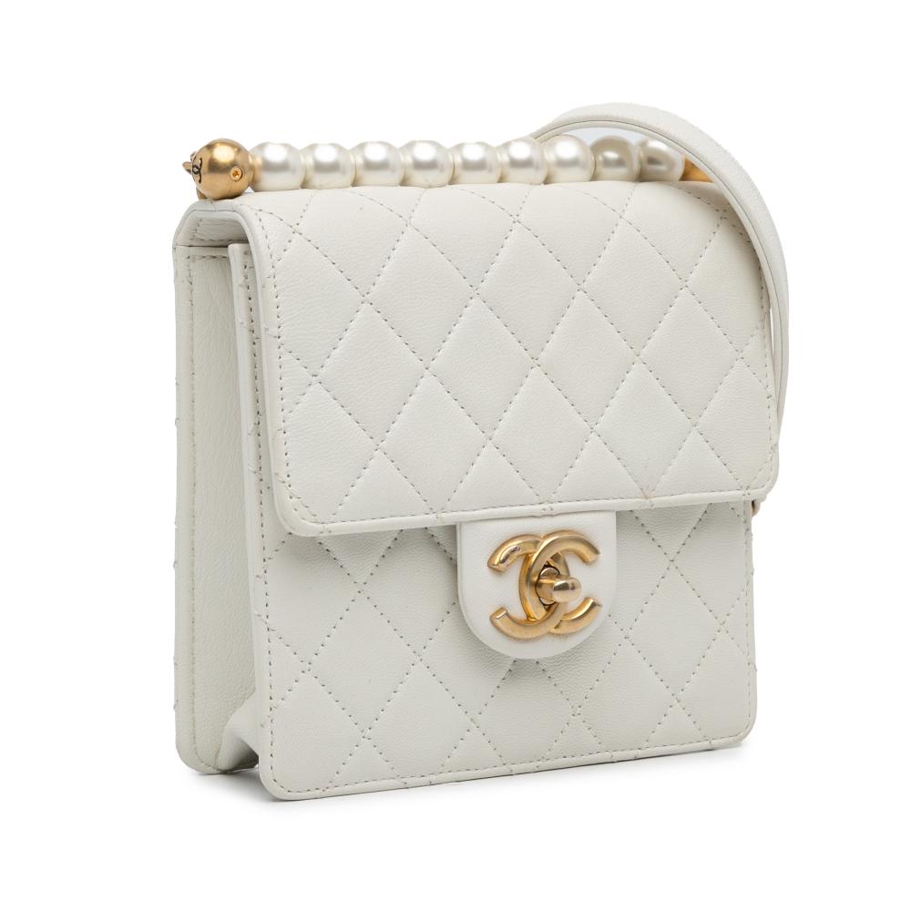 White Leather Chanel Flap Bag