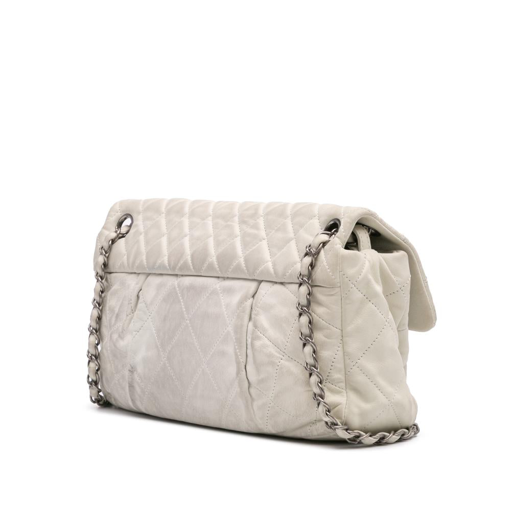 White Leather Chanel Flap Bag