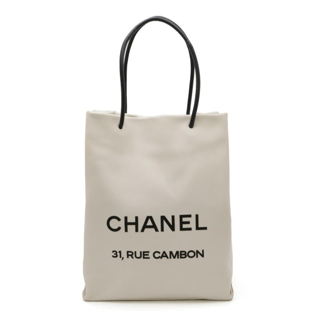 White Leather Chanel Tote