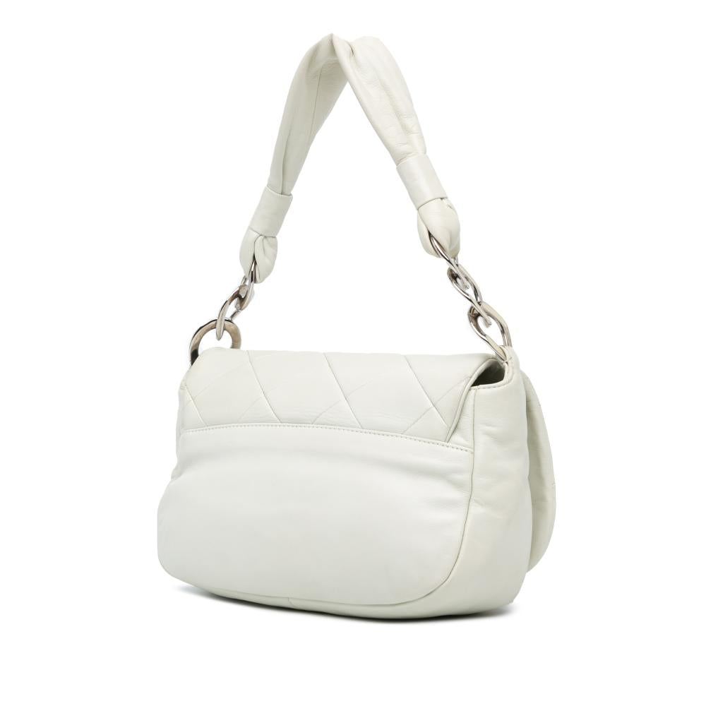 White Leather Chanel Flap Bag