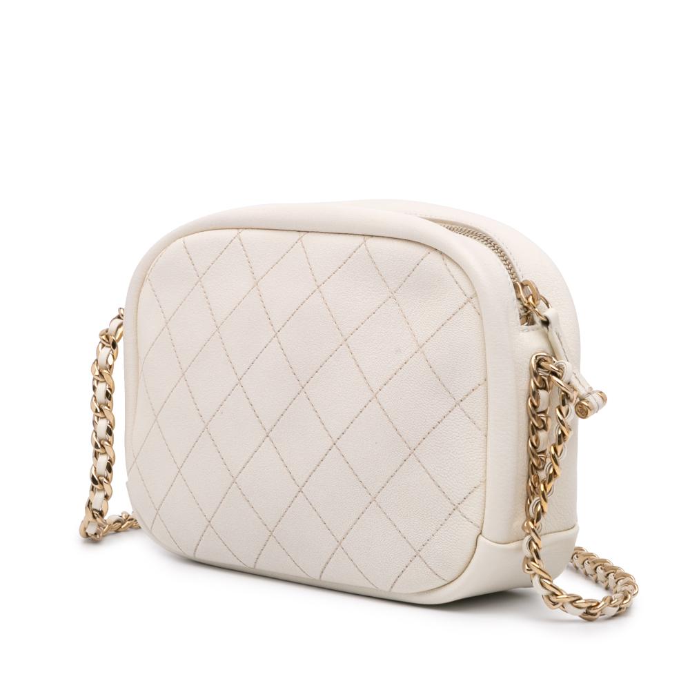 White Leather Chanel Crossbody Bag
