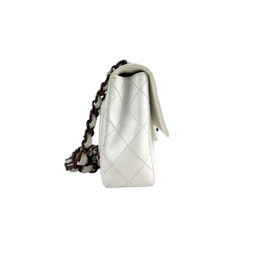 White Leather Chanel Shoulder Bag