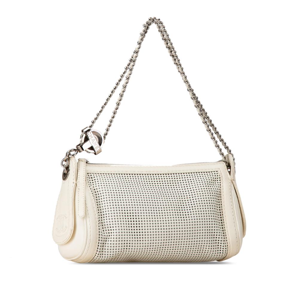 White Leather Chanel Shoulder Bag