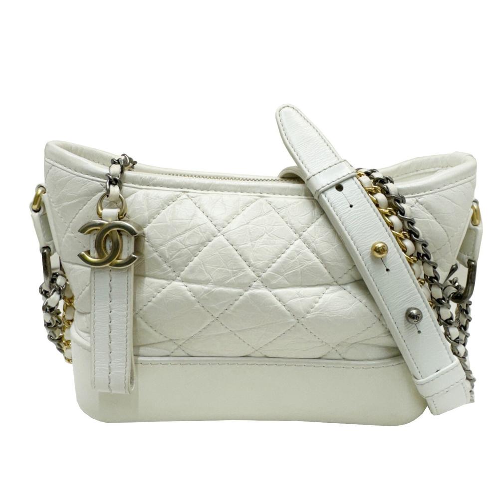 White Leather Chanel Shoulder Bag