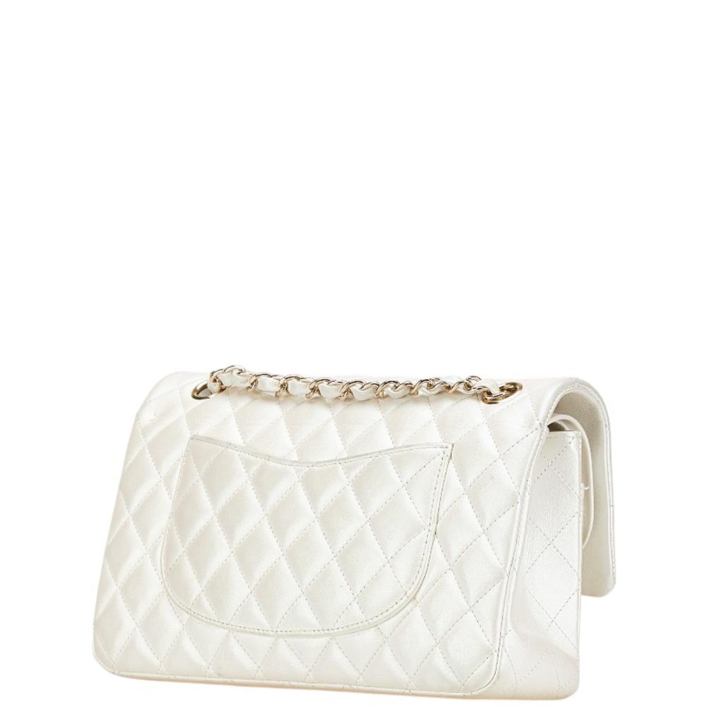 White Leather Chanel Flap Bag