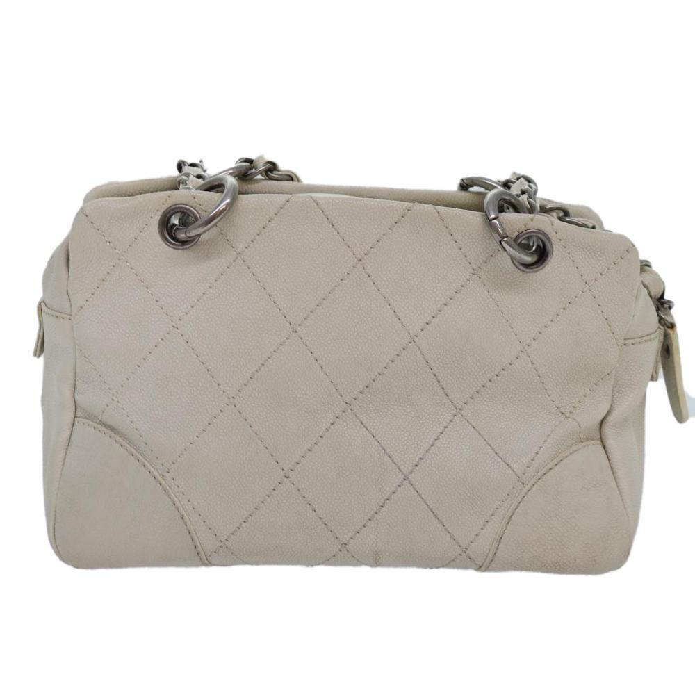 White Leather Chanel Shoulder Bag