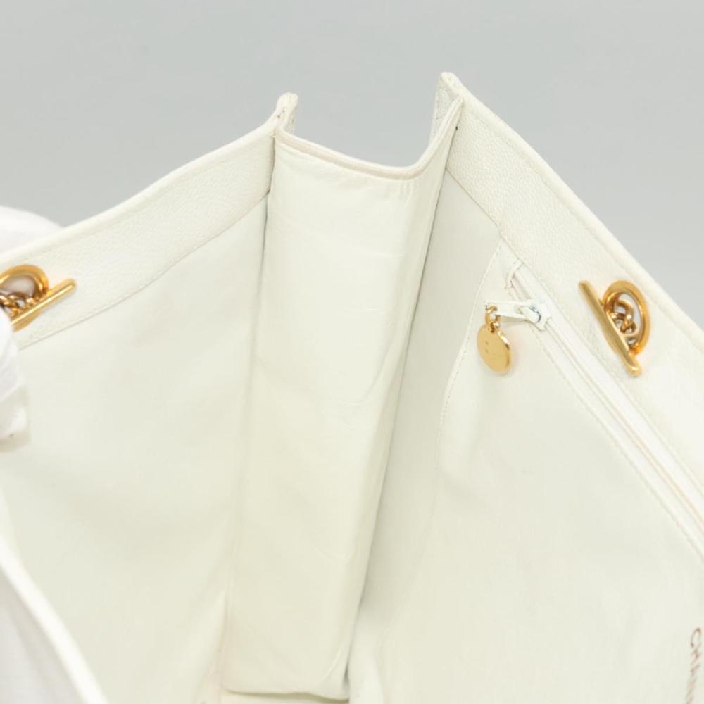 White Leather Chanel Tote