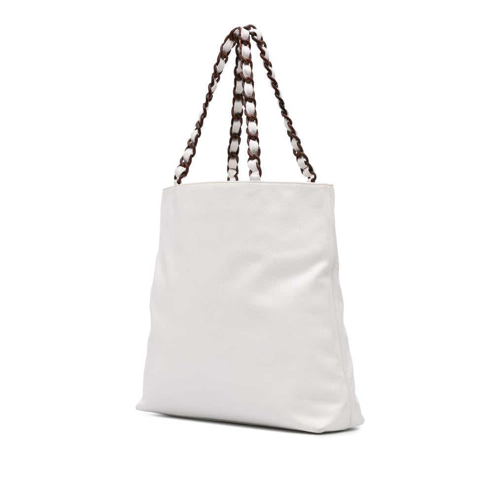 White Leather Chanel Tote