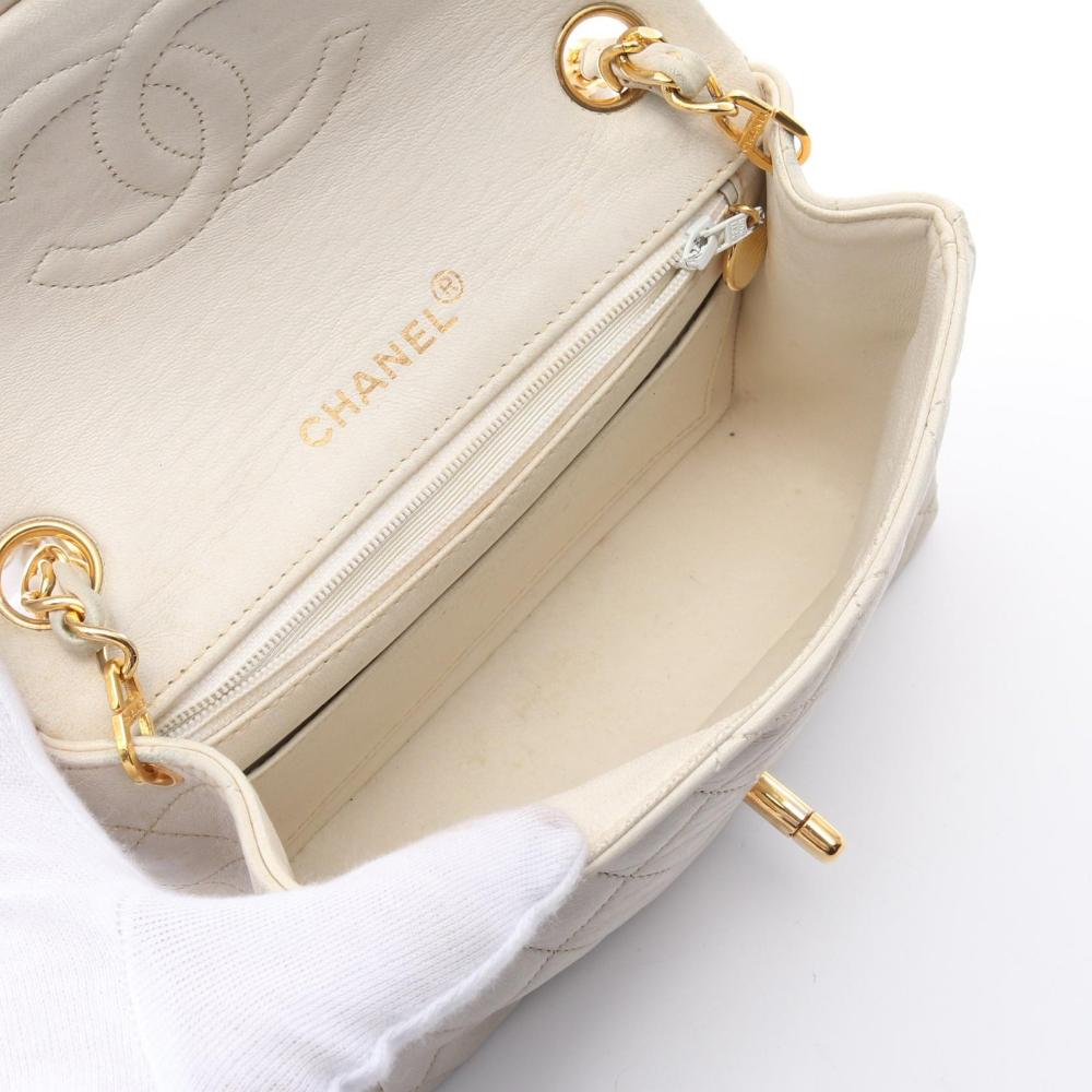 White Leather Chanel Crossbody Bag