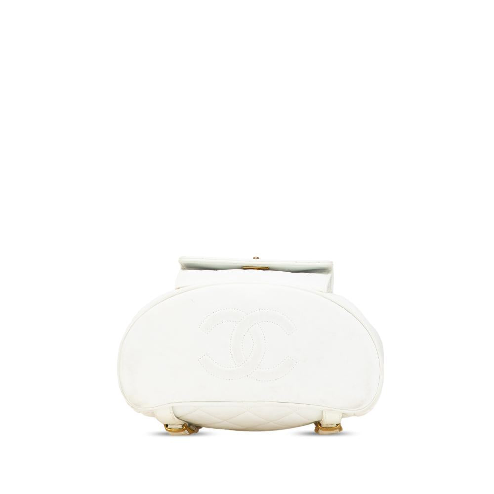 White Leather Chanel Backpack