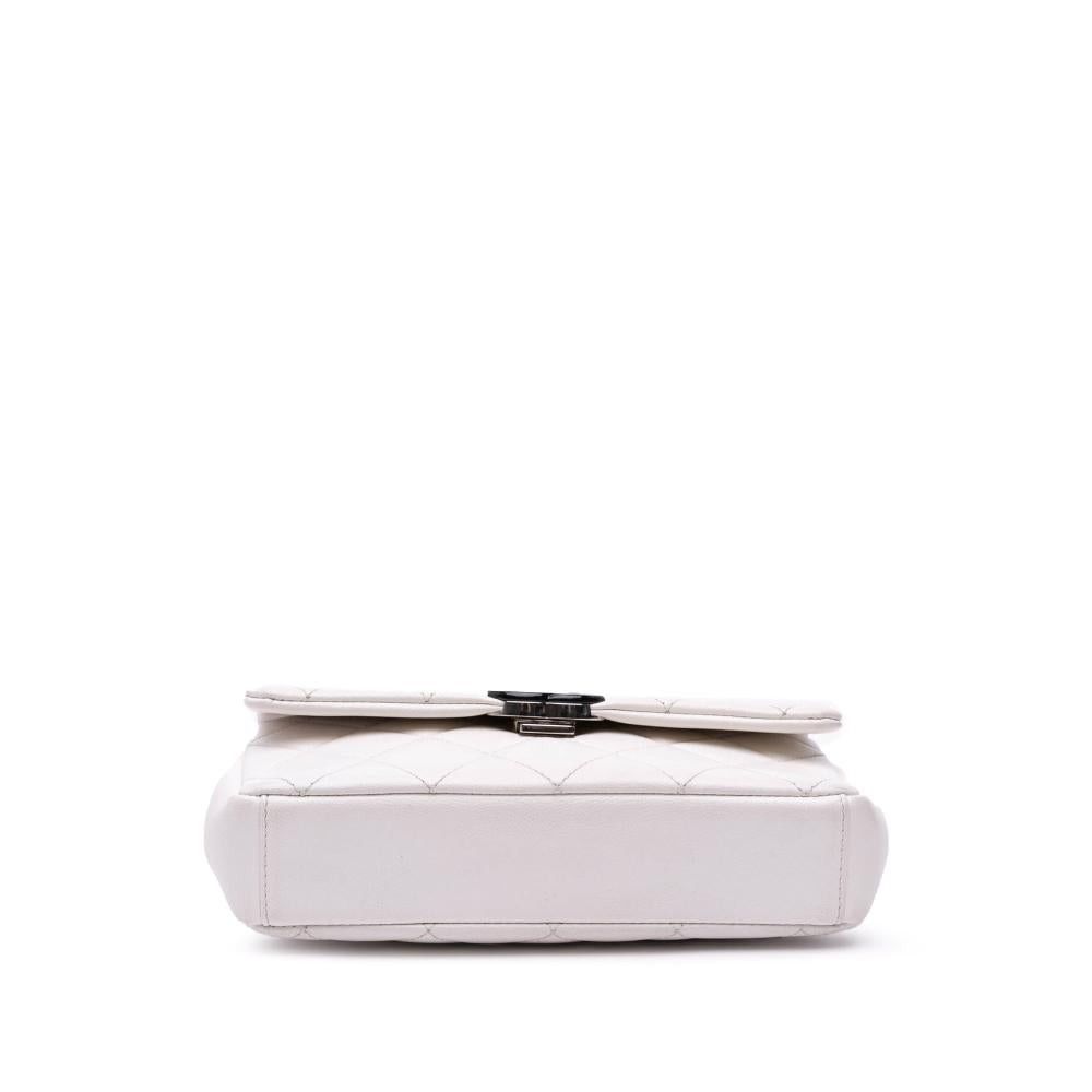 White Leather Chanel Flap Bag