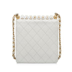 White Leather Chanel Flap Bag