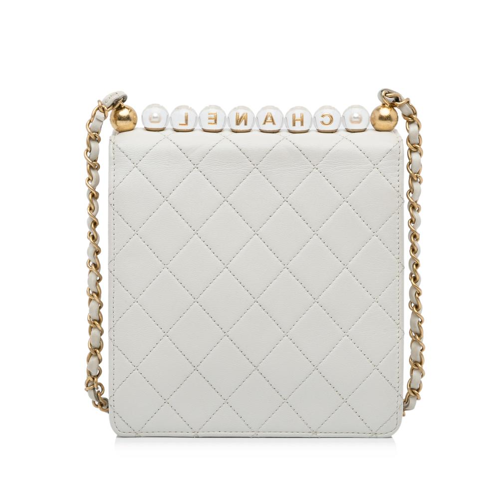 White Leather Chanel Flap Bag