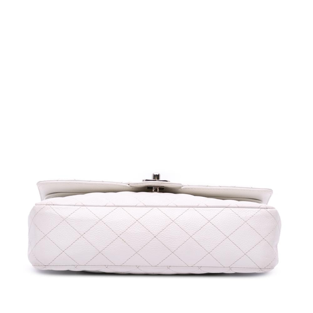 White Leather Chanel Flap Bag