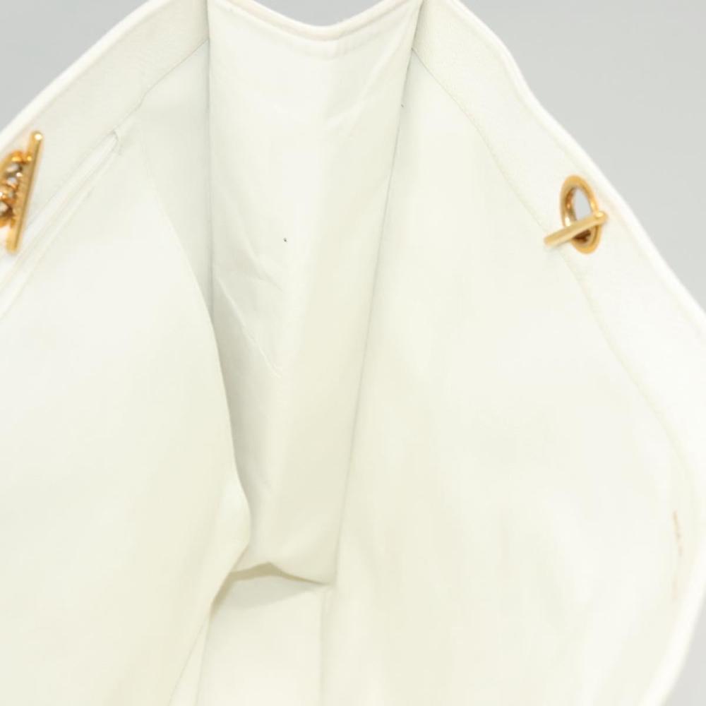 White Leather Chanel Tote