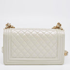 White Leather Chanel Flap Bag