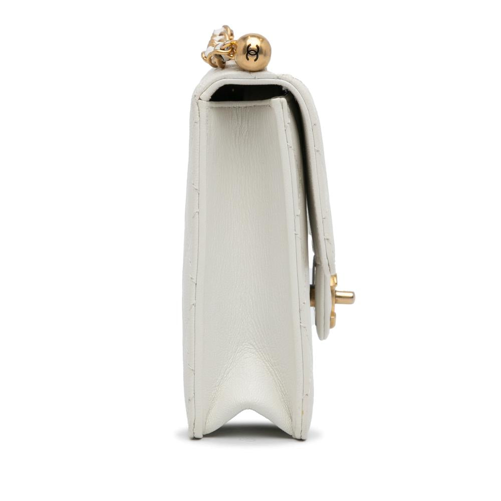 White Leather Chanel Flap Bag