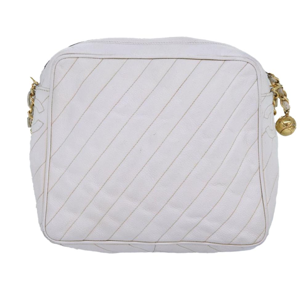 White Leather Chanel Shoulder Bag